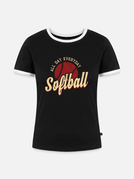 Softball - Frauen Kontrast-T-Shirt - Schwarz/Weiß