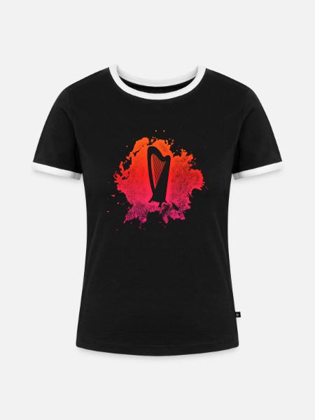 Harfe - Frauen Kontrast-T-Shirt - Schwarz/Weiß