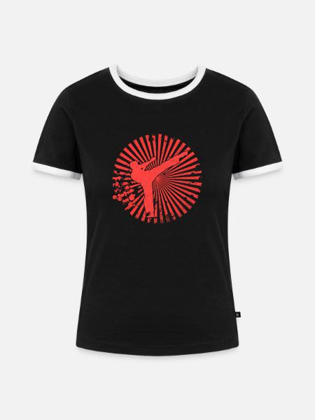 kampfsport shotokan karate - Frauen Kontrast-T-Shirt - Schwarz/Weiß