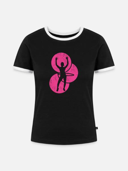 Hula-Hoop - Frauen Kontrast-T-Shirt - Schwarz/Weiß