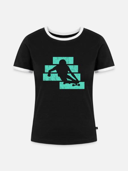 Longboard - Frauen Kontrast-T-Shirt - Schwarz/Weiß