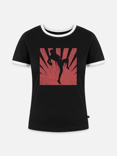 Kickboxen - Frauen Kontrast-T-Shirt - Schwarz/Weiß