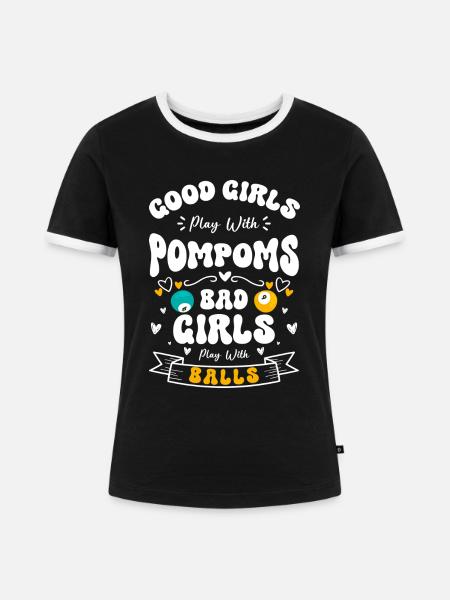 Billard Training Queue Kugel - Frauen Kontrast-T-Shirt - Schwarz/Weiß