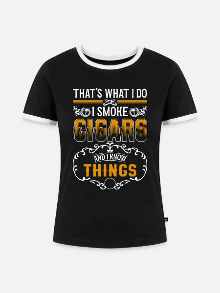 Tabak Zigarre Kippe Droge - Frauen Kontrast-T-Shirt - Schwarz/Weiß