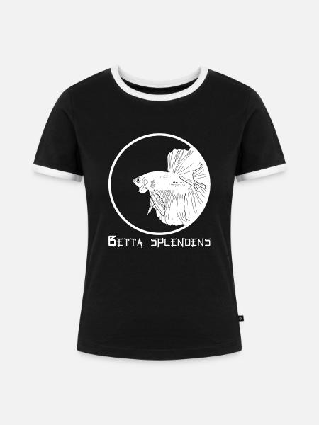 Betta splendens (Halfmoon) - Frauen Kontrast-T-Shirt - Schwarz/Weiß