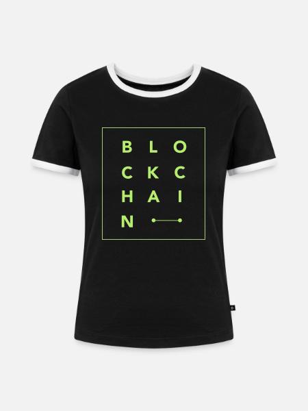 BlockChain-Buchstabenquadrat - Frauen Kontrast-T-Shirt - Schwarz/Weiß