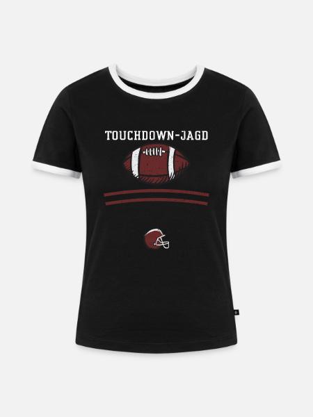 Touchdown-Jagd - Football - Frauen Kontrast-T-Shirt - Schwarz/Weiß