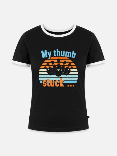 My Thumb stuck / Bowling - Frauen Kontrast-T-Shirt - Schwarz/Weiß