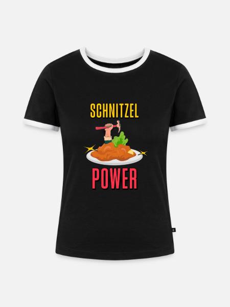 Schnitzel Power, Schnitzel Kraft - Frauen Kontrast-T-Shirt - Schwarz/Weiß