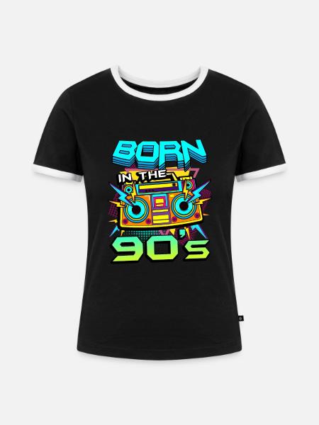 1990iger Sprüche 90s Geschenksidee - Frauen Kontrast-T-Shirt - Schwarz/Weiß