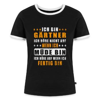 Gärtner Garten Hobbygärtner Landschaftsgärtner - Frauen Kontrast-T-Shirt - Schwarz/Weiß - Vorne - Selfina (174cm)