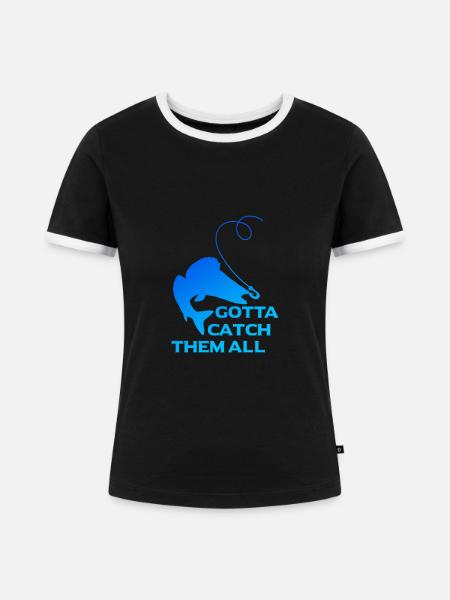Zander Fischen - Frauen Kontrast-T-Shirt - Schwarz/Weiß