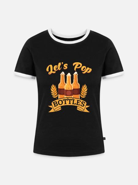 Bier Öffnen - Frauen Kontrast-T-Shirt - Schwarz/Weiß