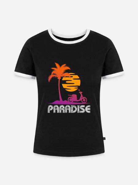 Roller Motorroller Moped - Frauen Kontrast-T-Shirt - Schwarz/Weiß