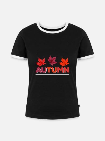Herbst - Frauen Kontrast-T-Shirt - Schwarz/Weiß