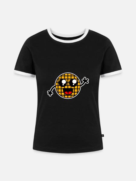 Waffle / Waffel Design - Frauen Kontrast-T-Shirt - Schwarz/Weiß