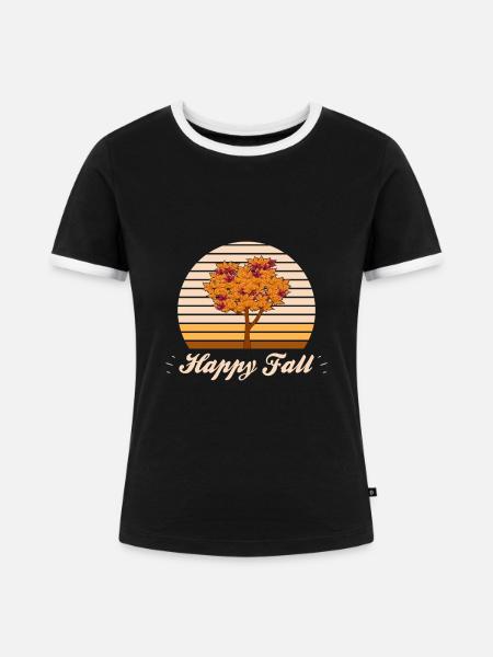 Herbst - Frauen Kontrast-T-Shirt - Schwarz/Weiß