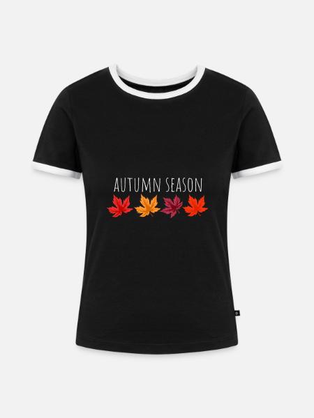 Herbst Text Saison - Frauen Kontrast-T-Shirt - Schwarz/Weiß