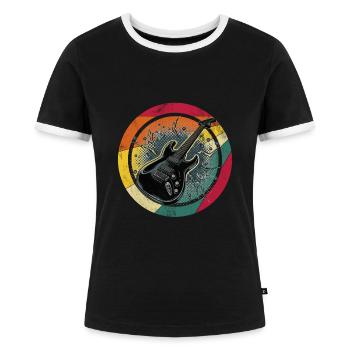 E Gitarre - Frauen Kontrast-T-Shirt - Schwarz/Weiß - Vorne - Selfina (174cm)