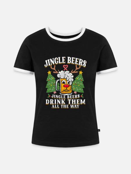 Santa Clause Bier - Frauen Kontrast-T-Shirt - Schwarz/Weiß
