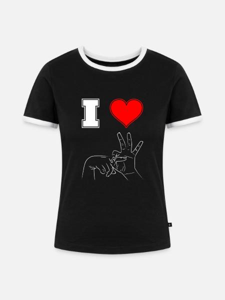 I Love To Fuck - Frauen Kontrast-T-Shirt - Schwarz/Weiß