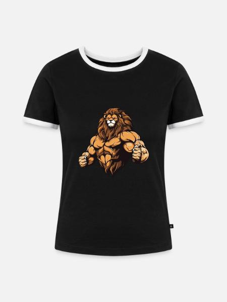 Löwe Beast - Frauen Kontrast-T-Shirt - Schwarz/Weiß