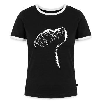Lagotto Romagnolo Hunde Hund Silhouette Wilsigns - Frauen Kontrast-T-Shirt - Schwarz/Weiß - Vorne - Selfina (174cm)