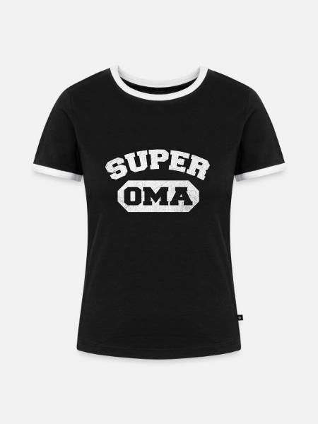 Super Oma - Frauen Kontrast-T-Shirt - Schwarz/Weiß