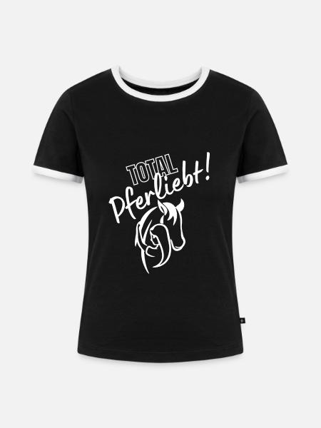 Total Pferliebt - Frauen Kontrast-T-Shirt - Schwarz/Weiß