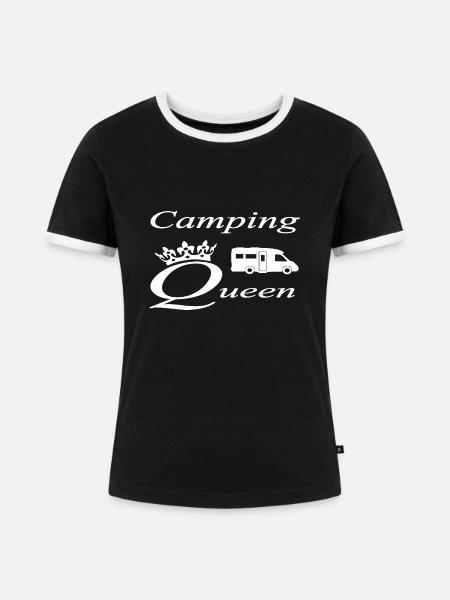Camping - Frauen Kontrast-T-Shirt - Schwarz/Weiß