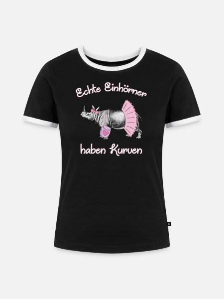 Einhörner mit Kurven - Frauen Kontrast-T-Shirt - Schwarz/Weiß