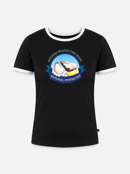 National oyster day Austern - Frauen Kontrast-T-Shirt - Schwarz/Weiß