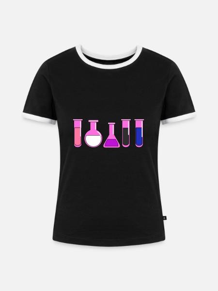 Genderfluid Pride Teströhrchen - Frauen Kontrast-T-Shirt - Schwarz/Weiß