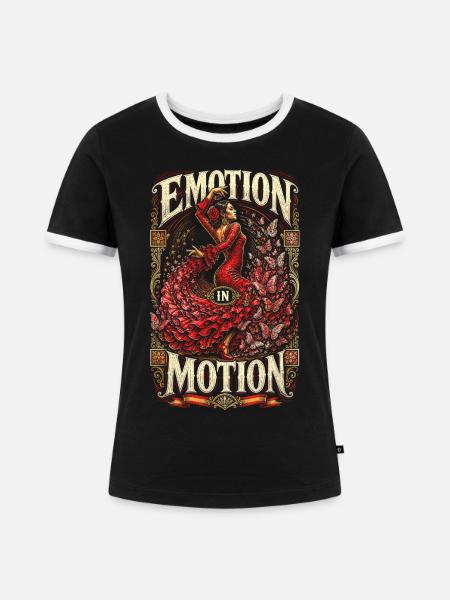 Flamenco Emotion In Motion - Frauen Kontrast-T-Shirt - Schwarz/Weiß