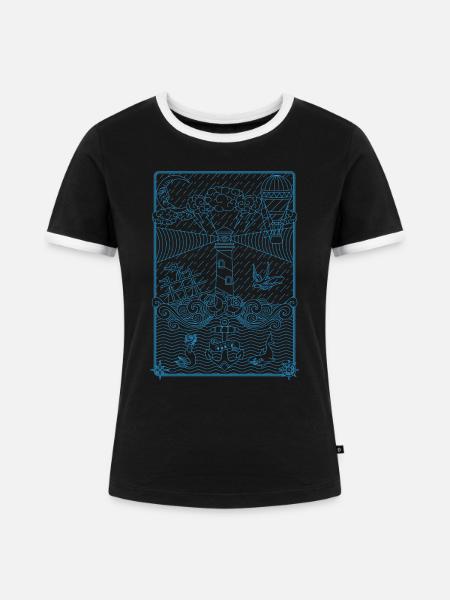 Old school Tattoo - Frauen Kontrast-T-Shirt - Schwarz/Weiß