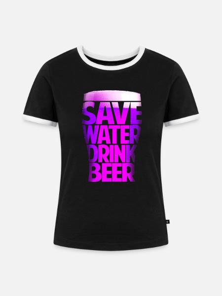BEER - Frauen Kontrast-T-Shirt - Schwarz/Weiß