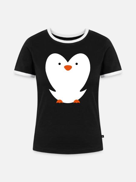 Baby Pinguin - Frauen Kontrast-T-Shirt - Schwarz/Weiß