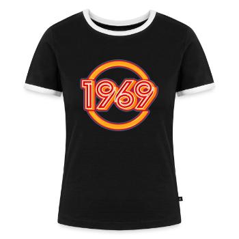1969 Geburtsjahr - Frauen Kontrast-T-Shirt - Schwarz/Weiß - Vorne - Selfina (174cm)