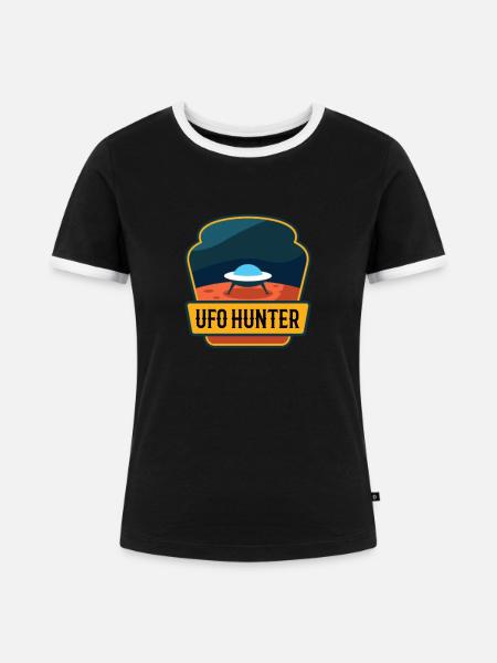 UFO HUNTER - Frauen Kontrast-T-Shirt - Schwarz/Weiß