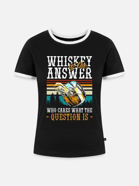 Schnaps Flasche Mann Rausch - Frauen Kontrast-T-Shirt - Schwarz/Weiß