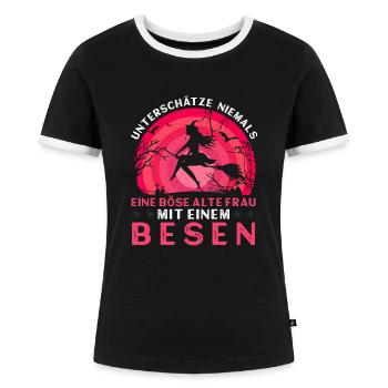 Böse alte Frau - Frauen Kontrast-T-Shirt - Schwarz/Weiß - Vorne - Selfina (174cm)