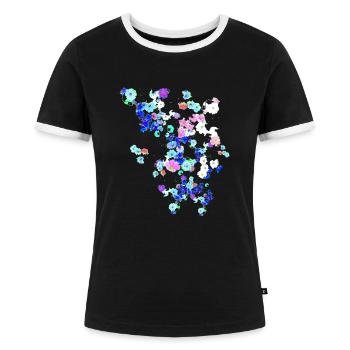 Wiese,blumen,blume, bunte blumen - Frauen Kontrast-T-Shirt - Schwarz/Weiß - Vorne - Selfina (174cm)