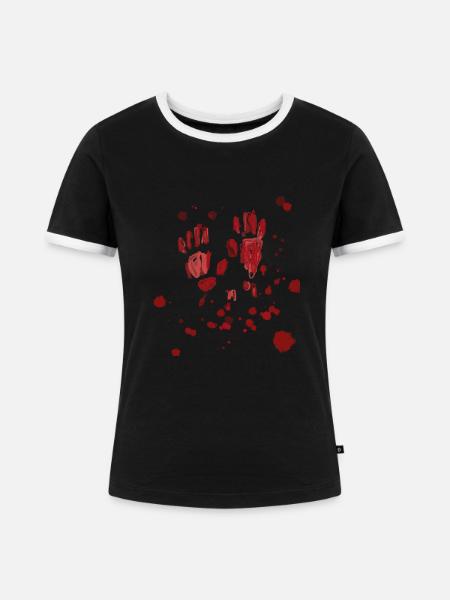 Blut,,Hände,blutspritzer,halloween - Frauen Kontrast-T-Shirt - Schwarz/Weiß