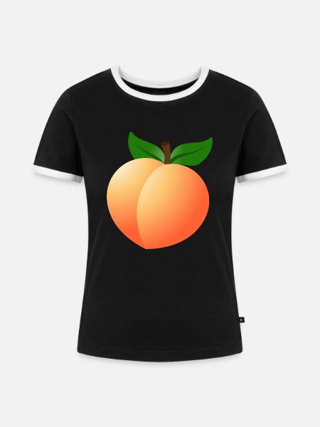 Pfirsich - Frauen Kontrast-T-Shirt - Schwarz/Weiß