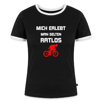 Fahrrad - Frauen Kontrast-T-Shirt - Schwarz/Weiß - Vorne - Selfina (174cm)