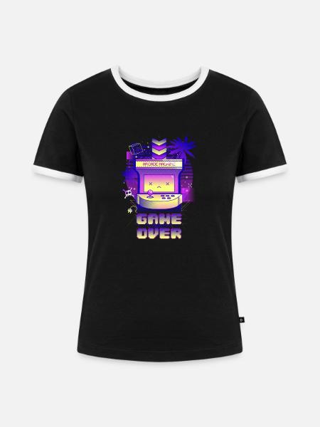 Retro-Spiel vorbei - Frauen Kontrast-T-Shirt - Schwarz/Weiß