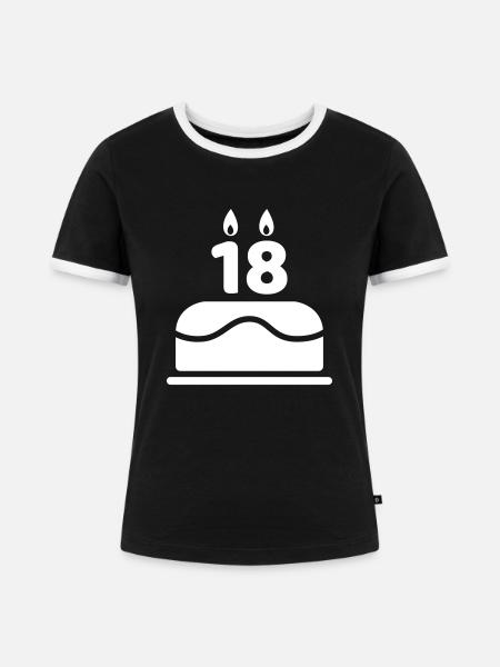18 Birthday Cake - Frauen Kontrast-T-Shirt - Schwarz/Weiß