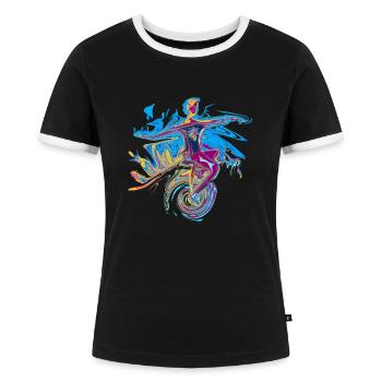 einrad - Frauen Kontrast-T-Shirt - Schwarz/Weiß - Vorne - Selfina (174cm)