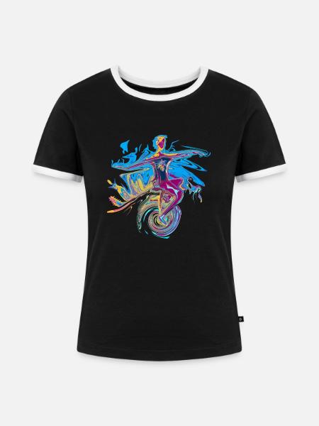 einrad - Frauen Kontrast-T-Shirt - Schwarz/Weiß