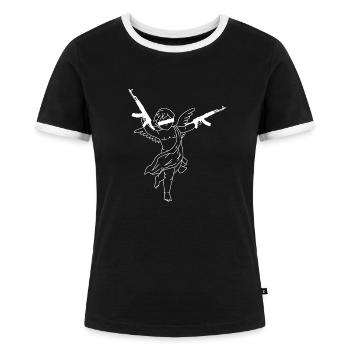 Amor - Frauen Kontrast-T-Shirt - Schwarz/Weiß - Vorne - Selfina (174cm)